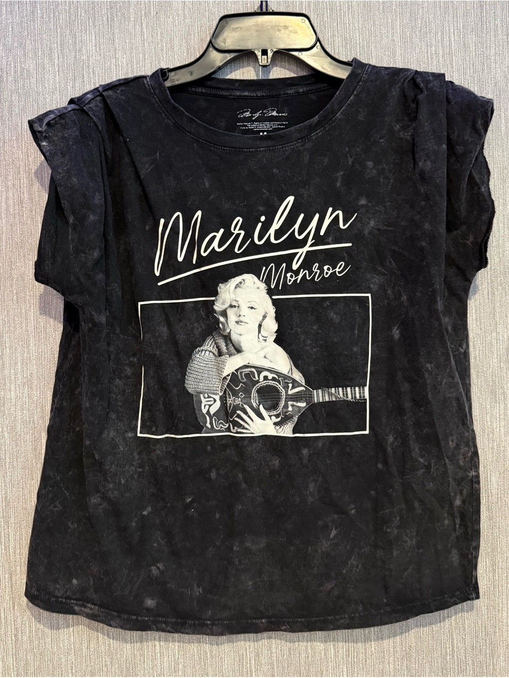 Marilyn Monroe Black Graphic Tee with White Photo Print